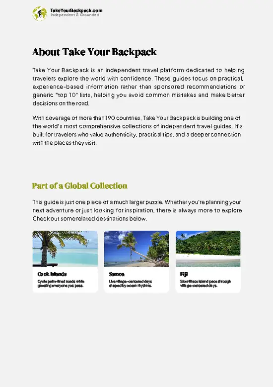 example page 1 from our offline Travel Guide for French Polynesia